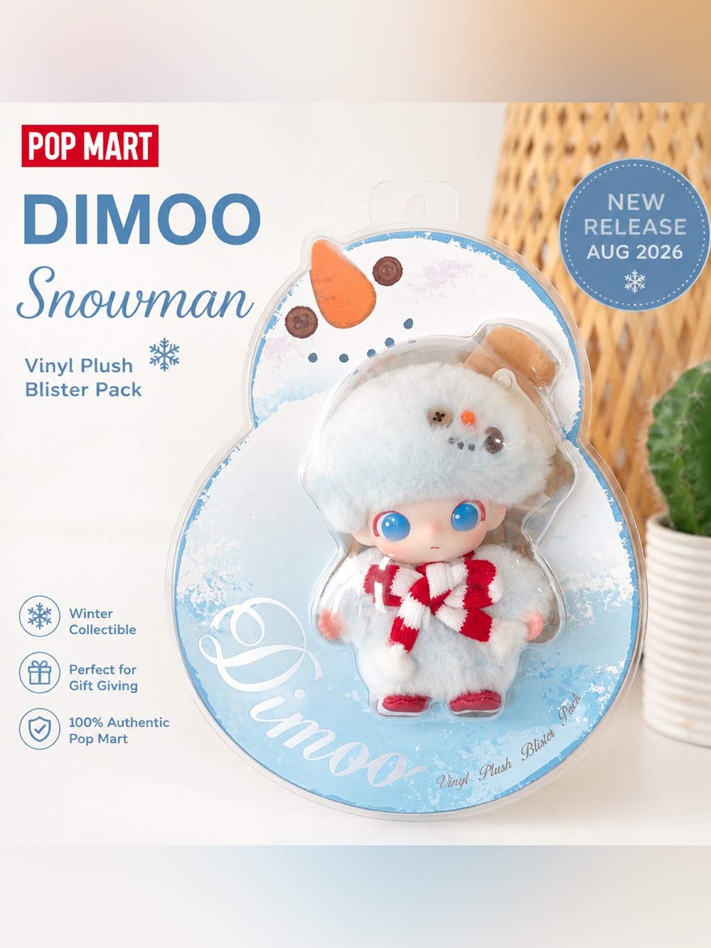 ❄️ POP MART DIMOO Snowman Vinyl Plush Blister Pack